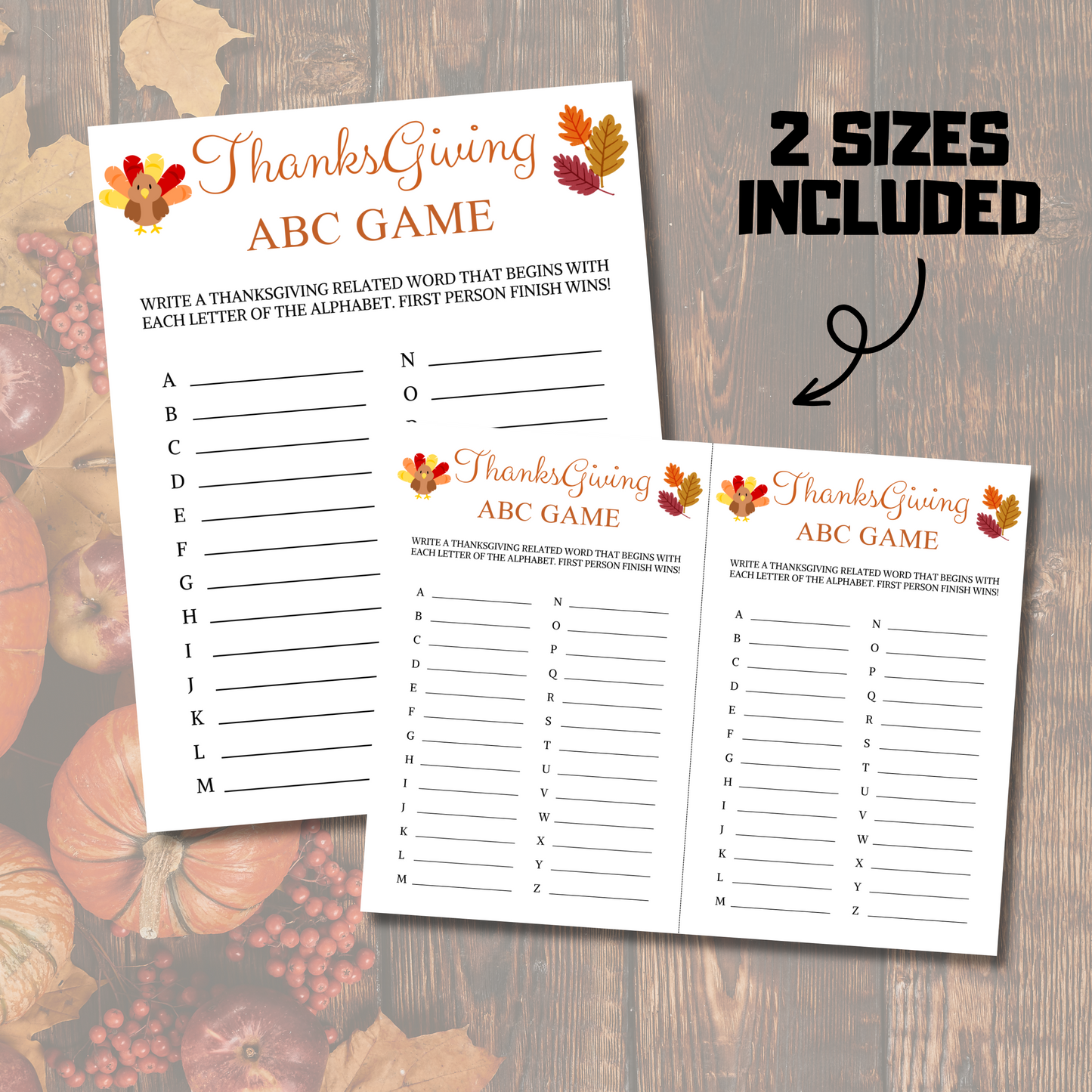 Thanksgiving ABC Game | Printable Thanksgiving Alphabet Game