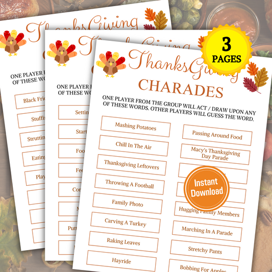 Thanksgiving Charades Game | Printable Friendsgiving Games