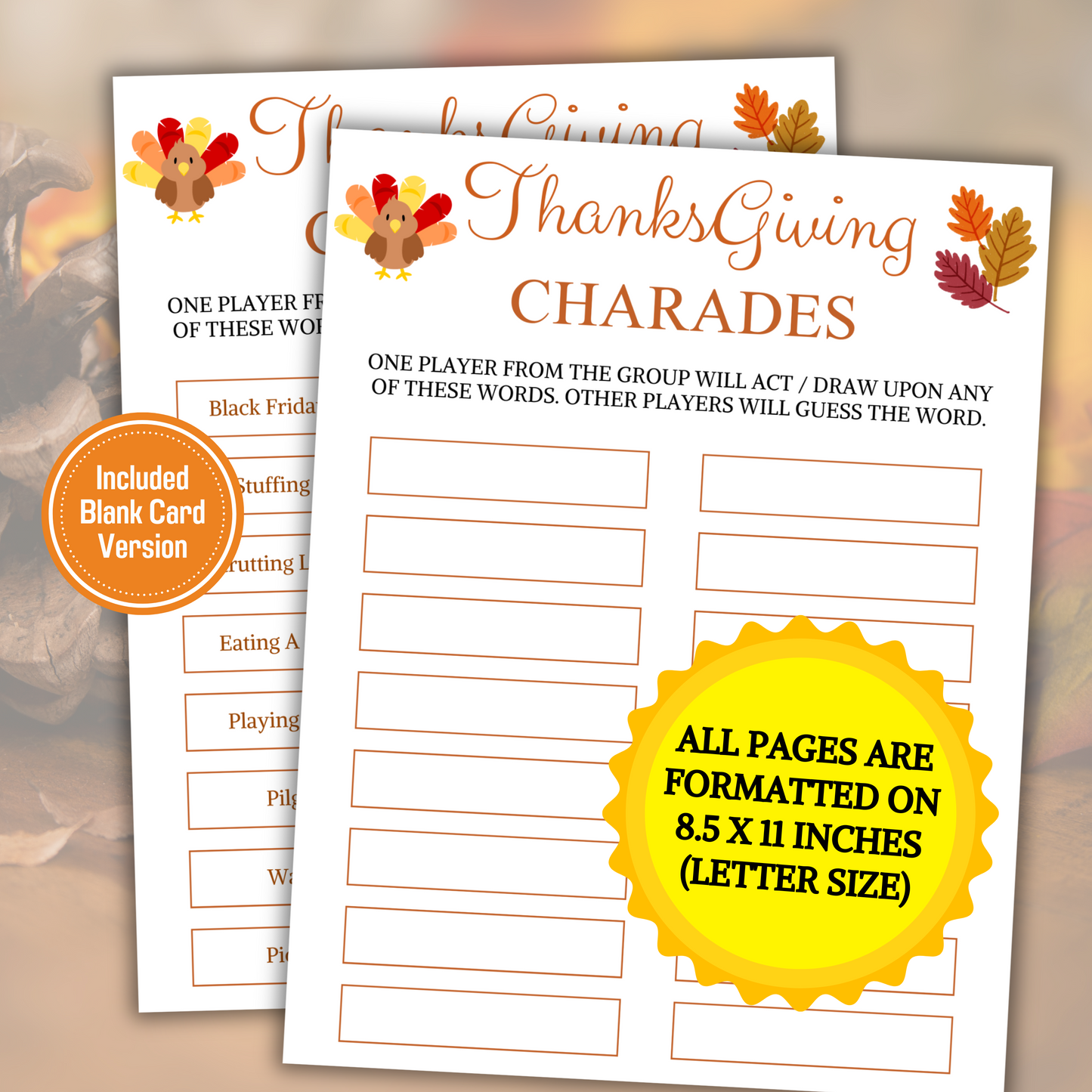 Thanksgiving Charades Game | Printable Friendsgiving Games