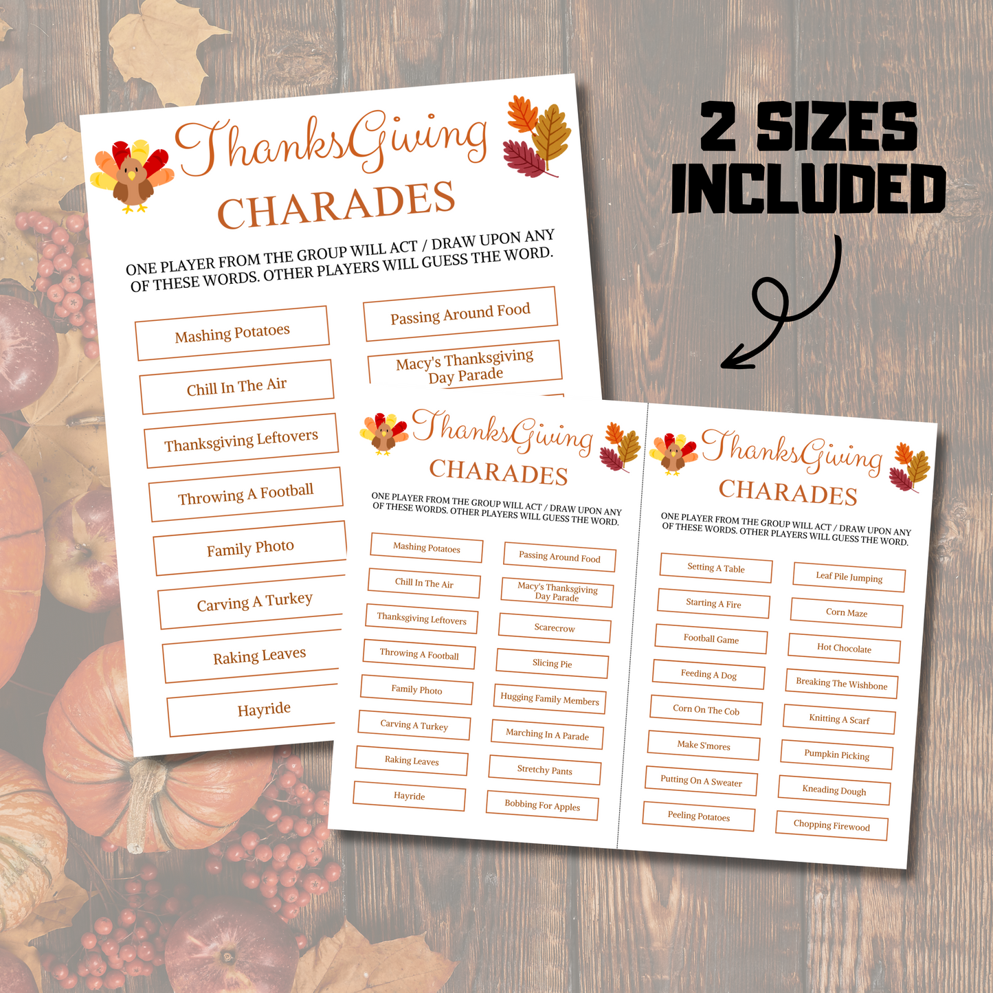 Thanksgiving Charades Game | Printable Friendsgiving Games