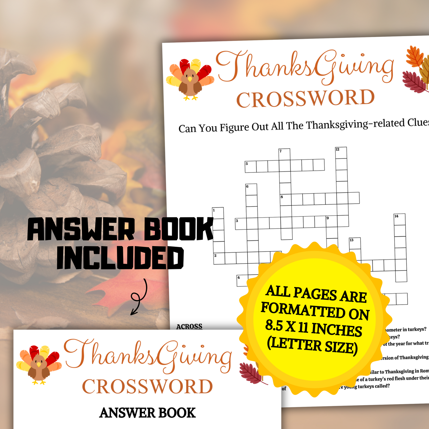 Thanksgiving Crossword Game | Printable Thanksgiving Word Puzzle