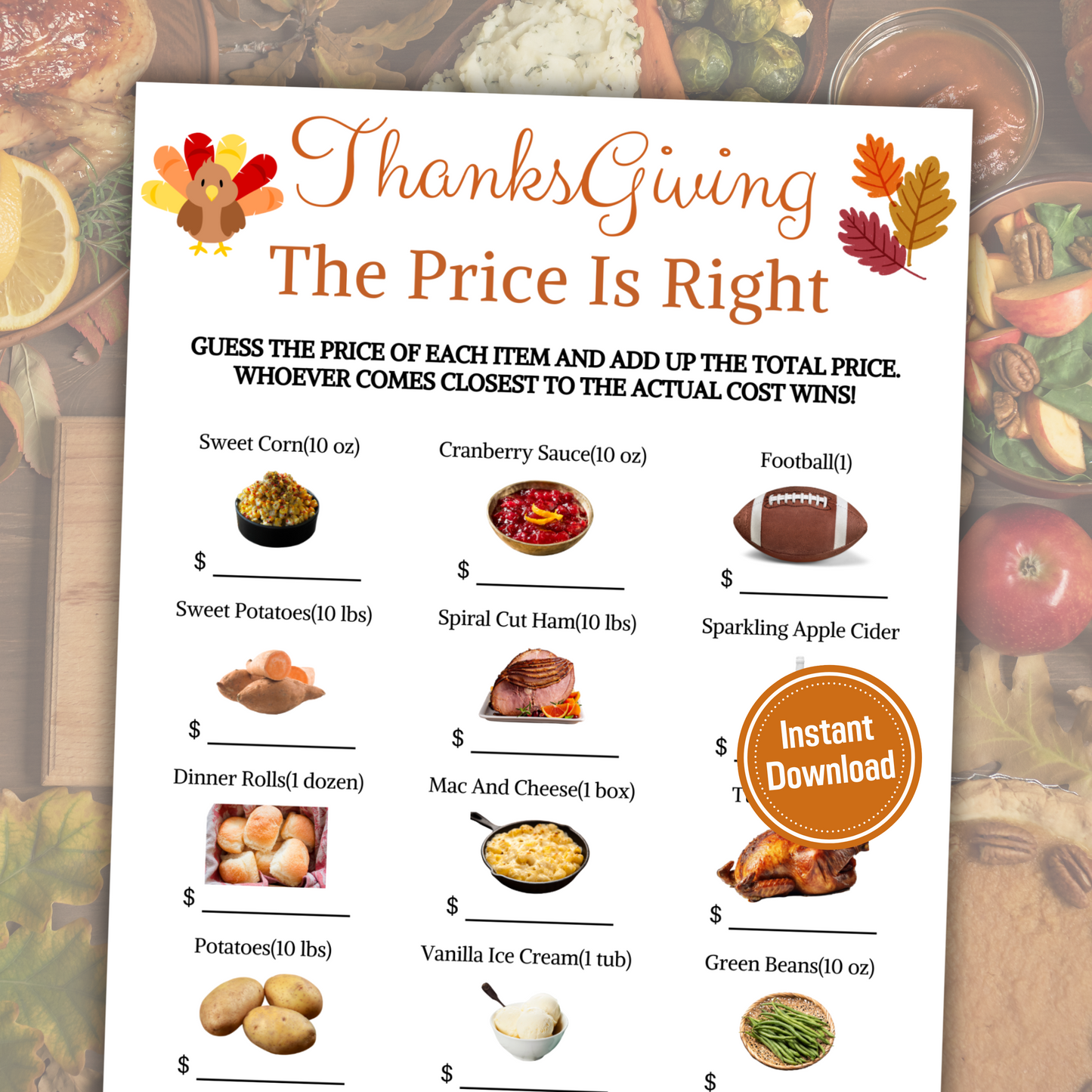 ThanksgivingDinnerGuessPriceGame Promo1 thanksgiving dinner guess price game | printable thanksgiving the price is right game