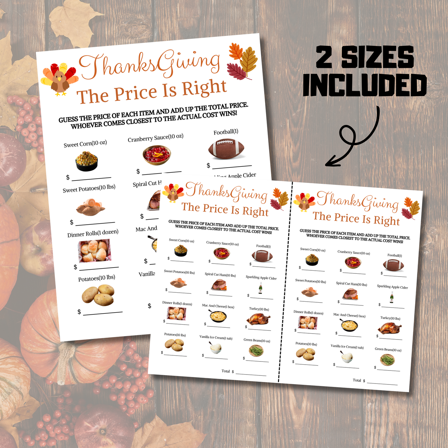 Thanksgiving Dinner Guess Price Game | Printable Thanksgiving The Price Is Right Game