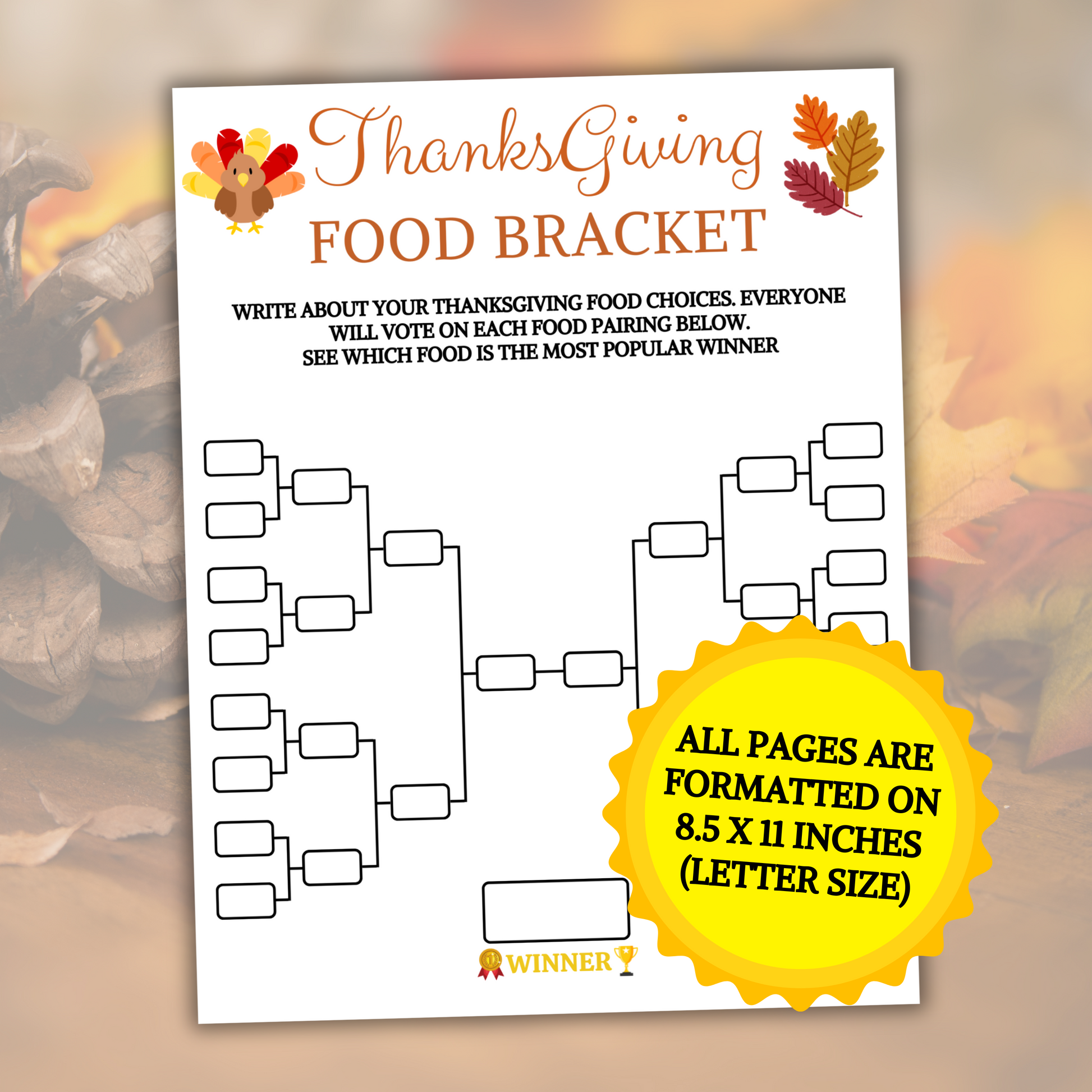 ThanksgivingFoodBracketGame Promo2 thanksgiving food bracket game | thanksgiving table game