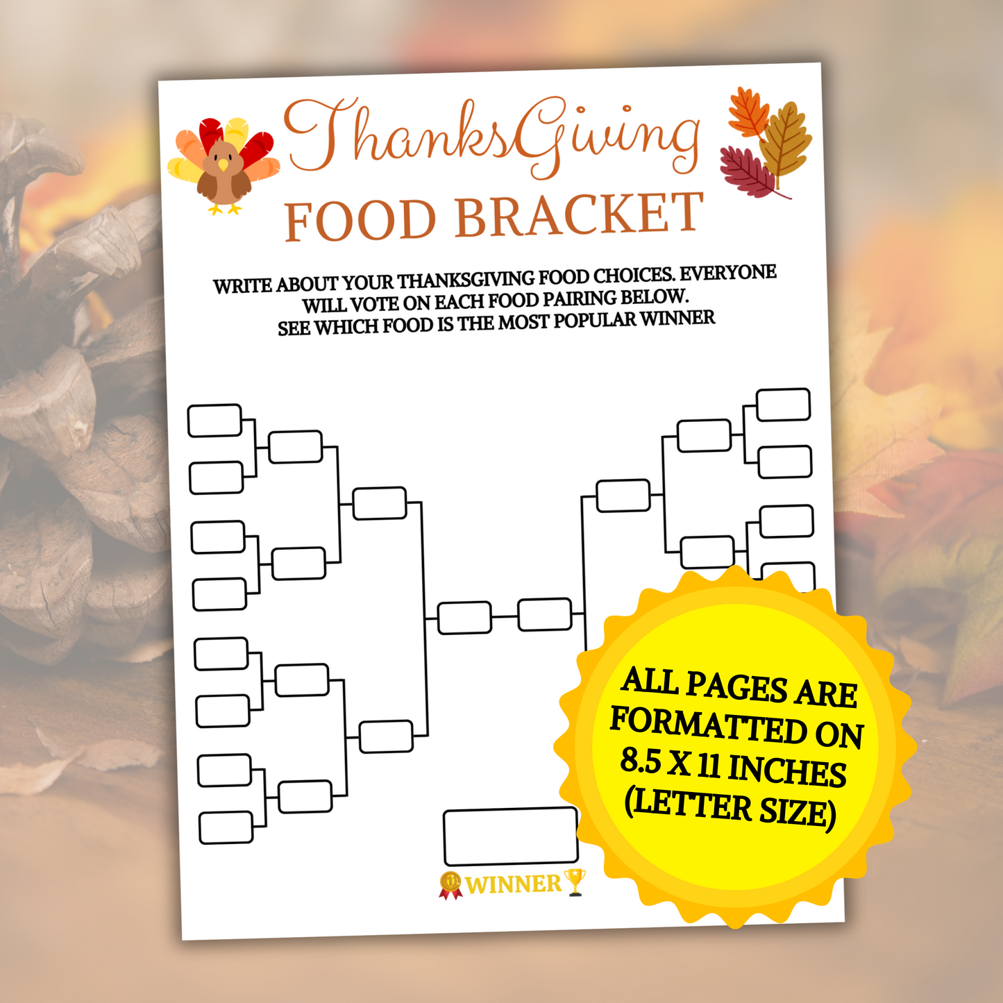 Thanksgiving Food Bracket Game | Thanksgiving Table Game