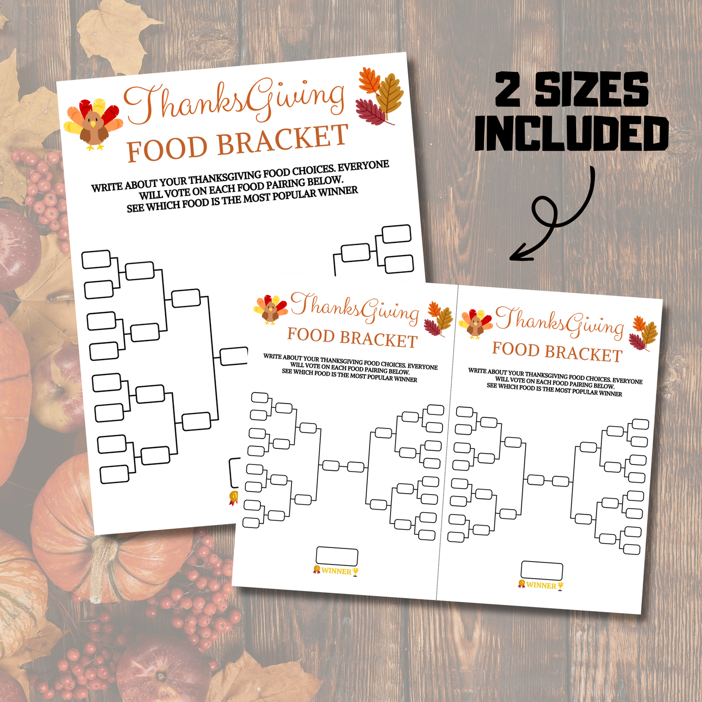 Thanksgiving Food Bracket Game | Thanksgiving Table Game