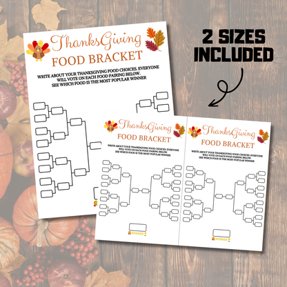 Thanksgiving Food Bracket Game | Thanksgiving Table Game