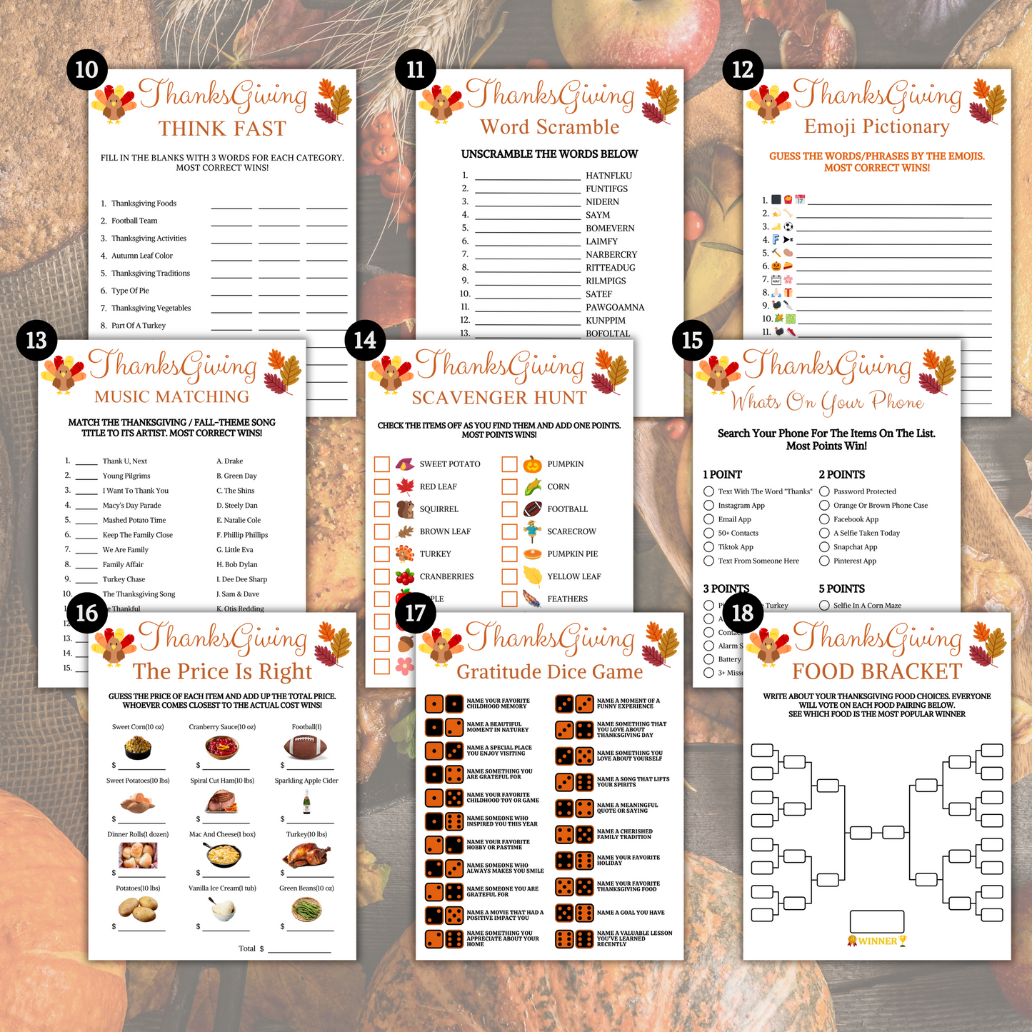 Thanksgiving Games Bundle | 30 Party Games MEGA Bundle