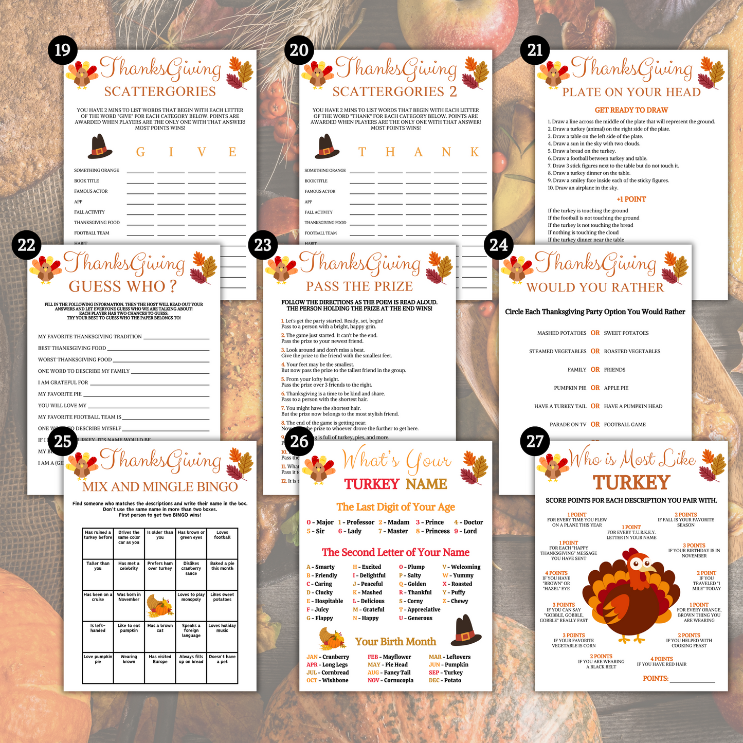 Thanksgiving Games Bundle | 30 Party Games MEGA Bundle