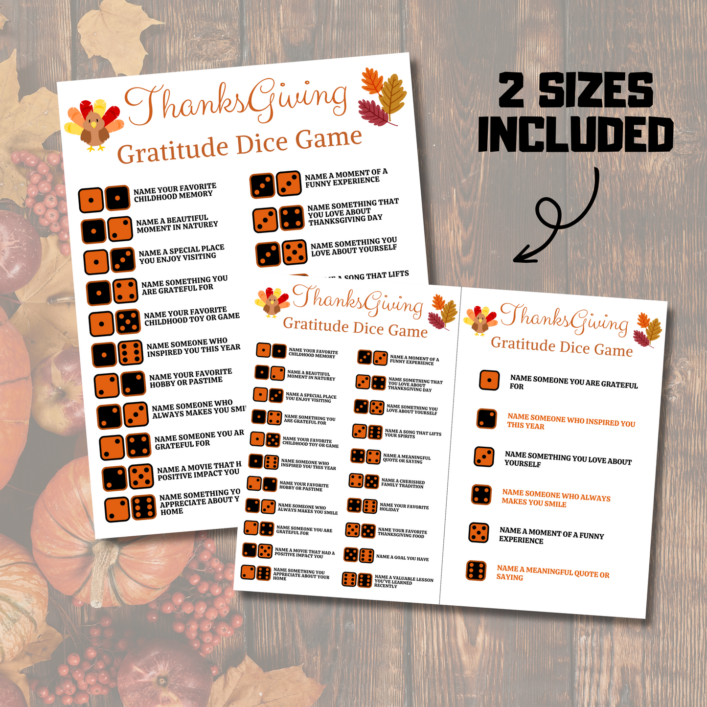 Thanksgiving Gratitude Dice Game | Printable Thanksgiving Games