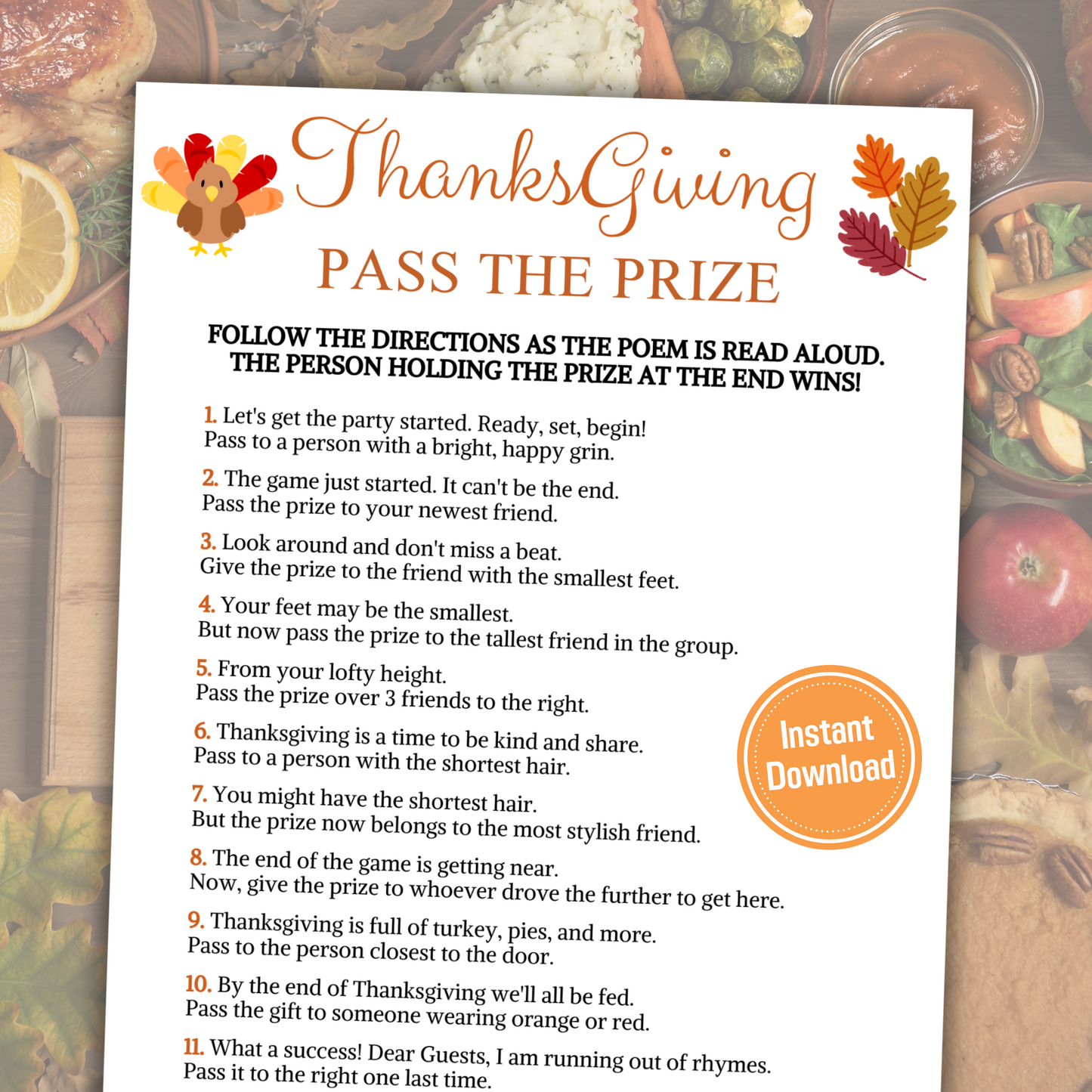 Thanksgiving Pass The Prize Game | Friendsgiving Pass the Gift Game