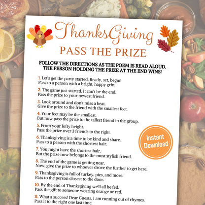 Thanksgiving Pass The Prize Game | Friendsgiving Pass the Gift Game
