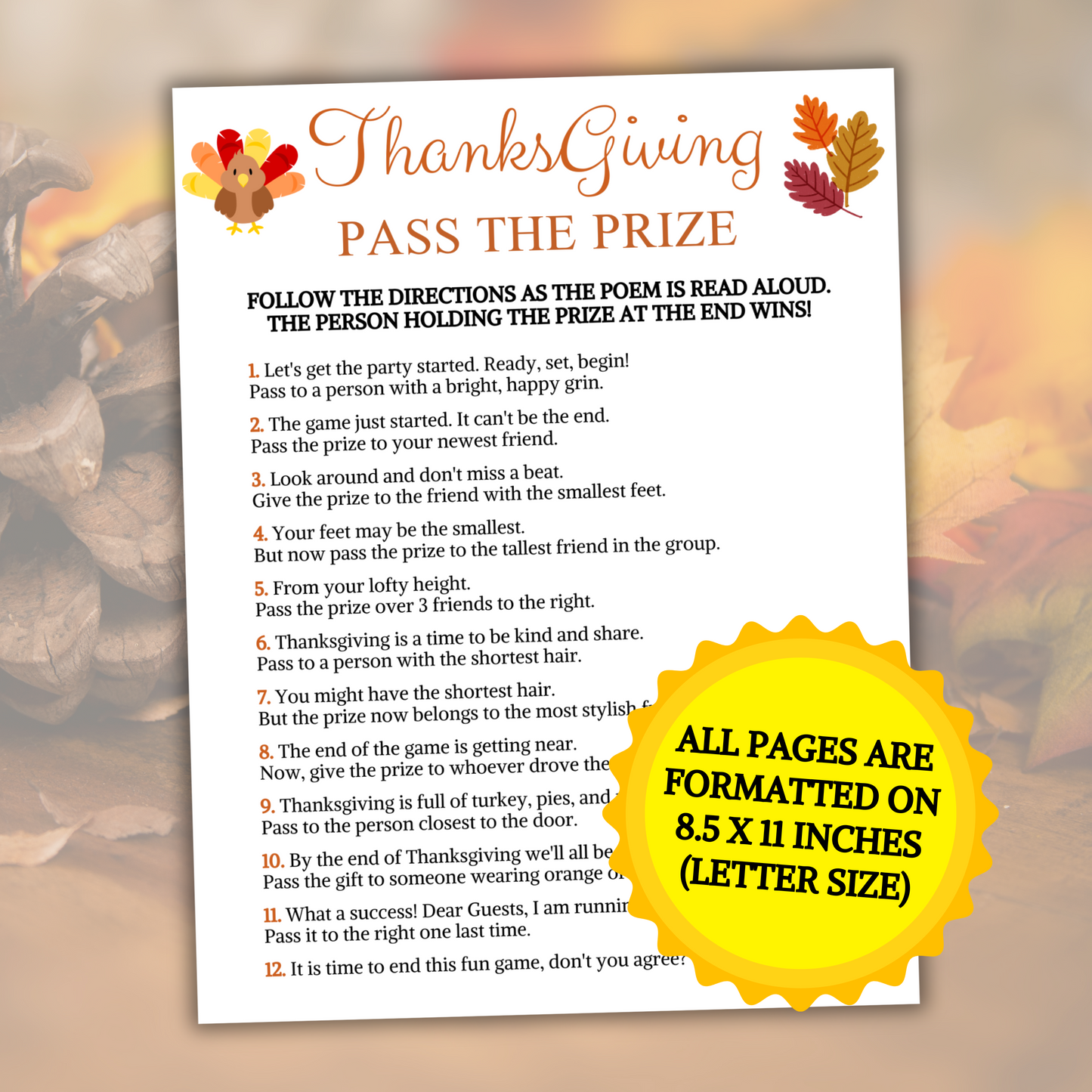 Thanksgiving Pass The Prize Game | Friendsgiving Pass the Gift Game