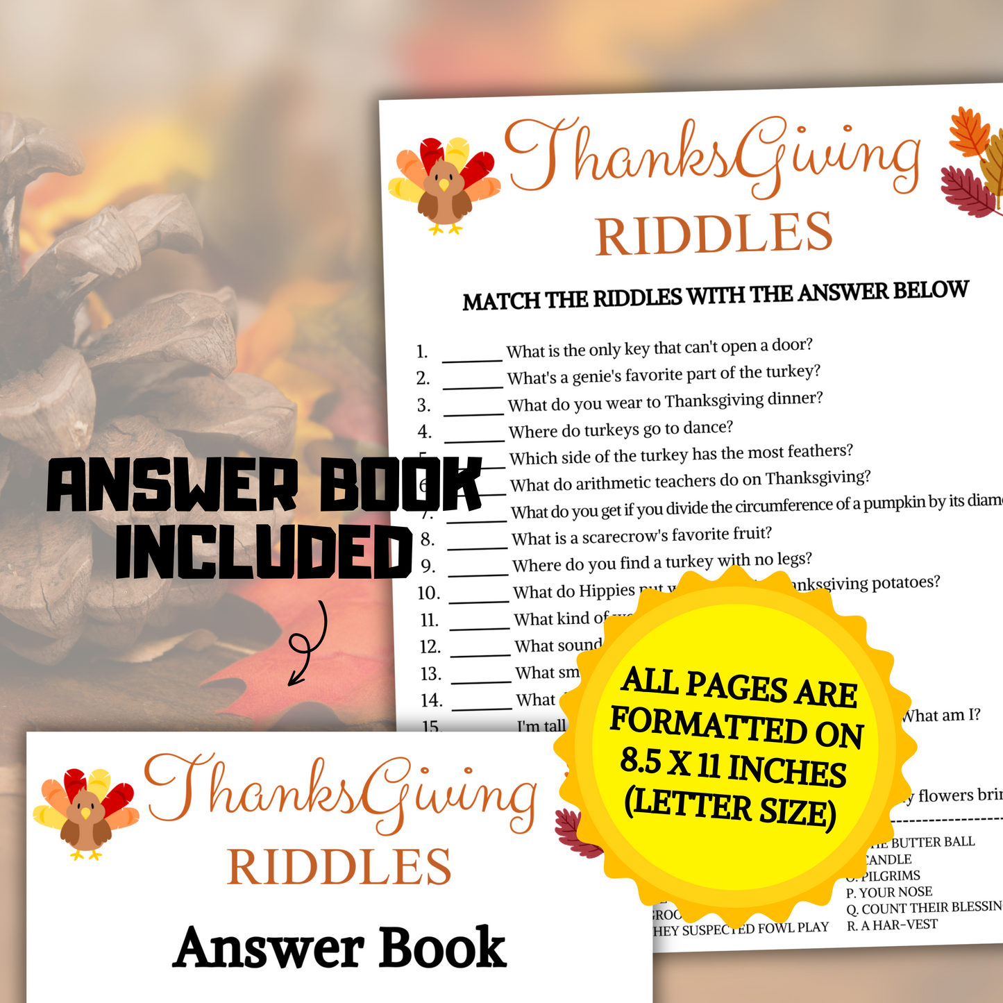 Thanksgiving Riddles Game | Printable Friendsgiving Riddle Me This Games