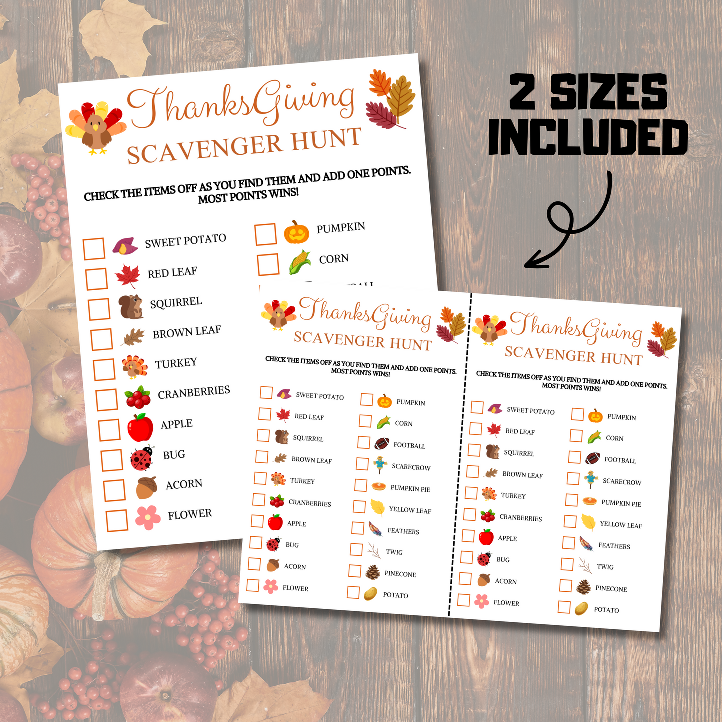 Thanksgiving Scavenger Hunt Game | Outdoor Scavenger Hunt for Adults & Teens