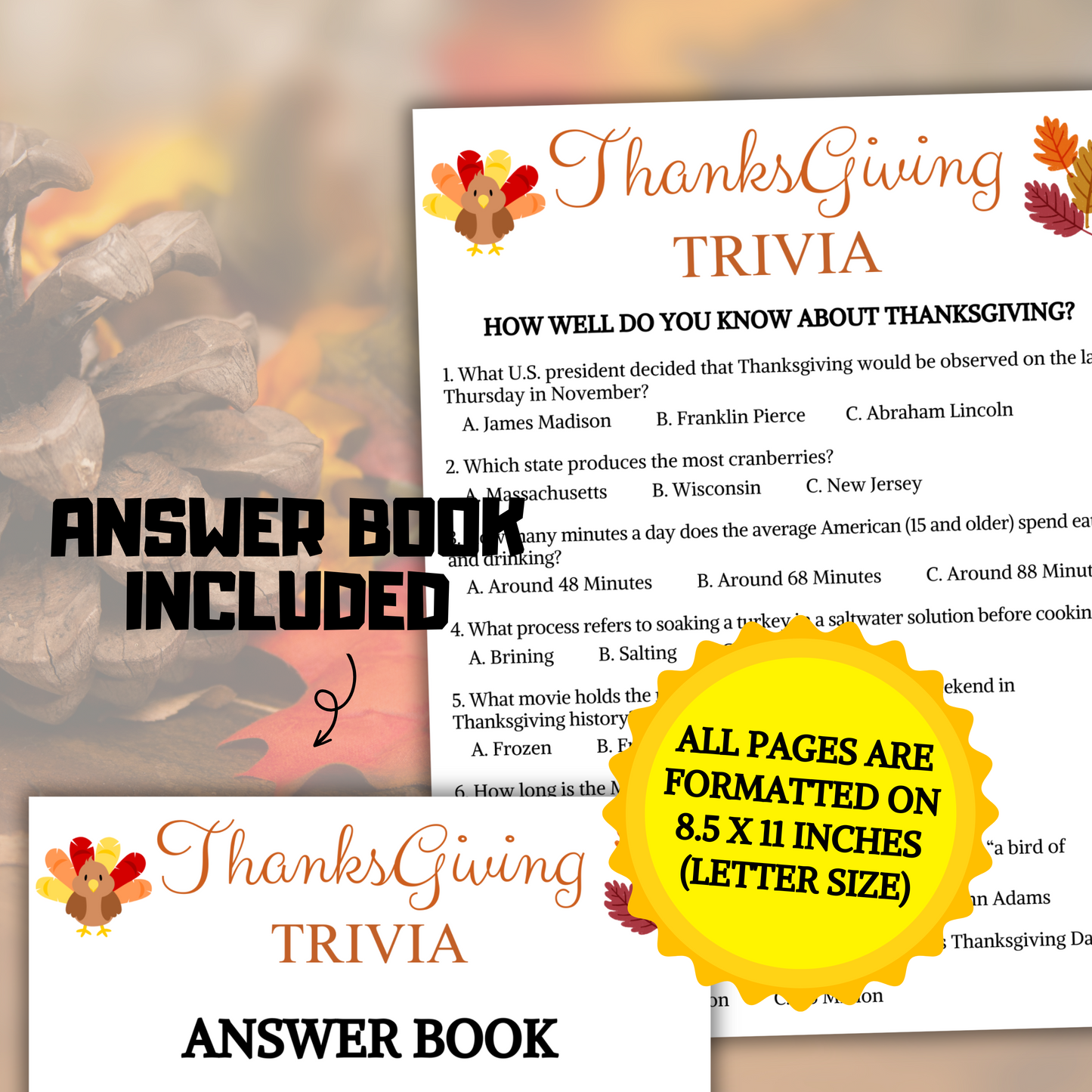 Thanksgiving Trivia Game | Thanksgiving Knowledge Quiz Game