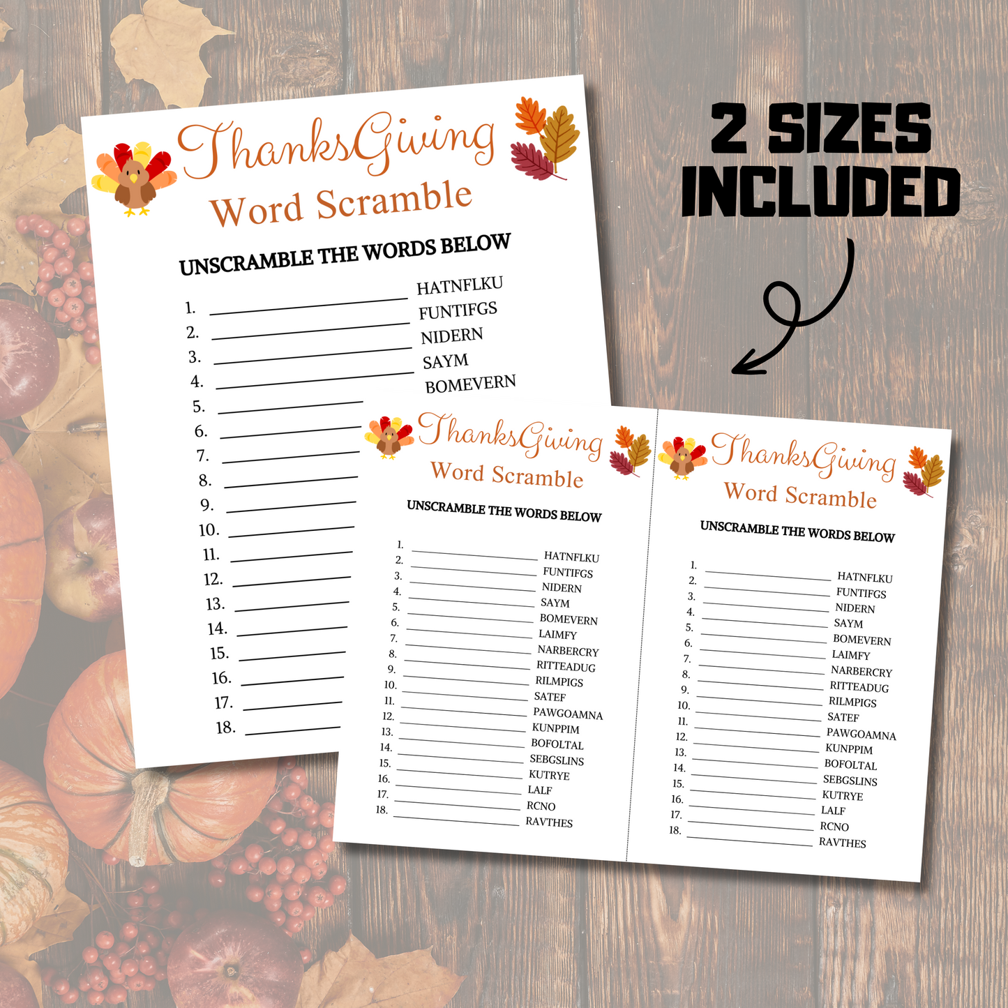 Thanksgiving Word Scramble Game | Thanksgiving Word Game