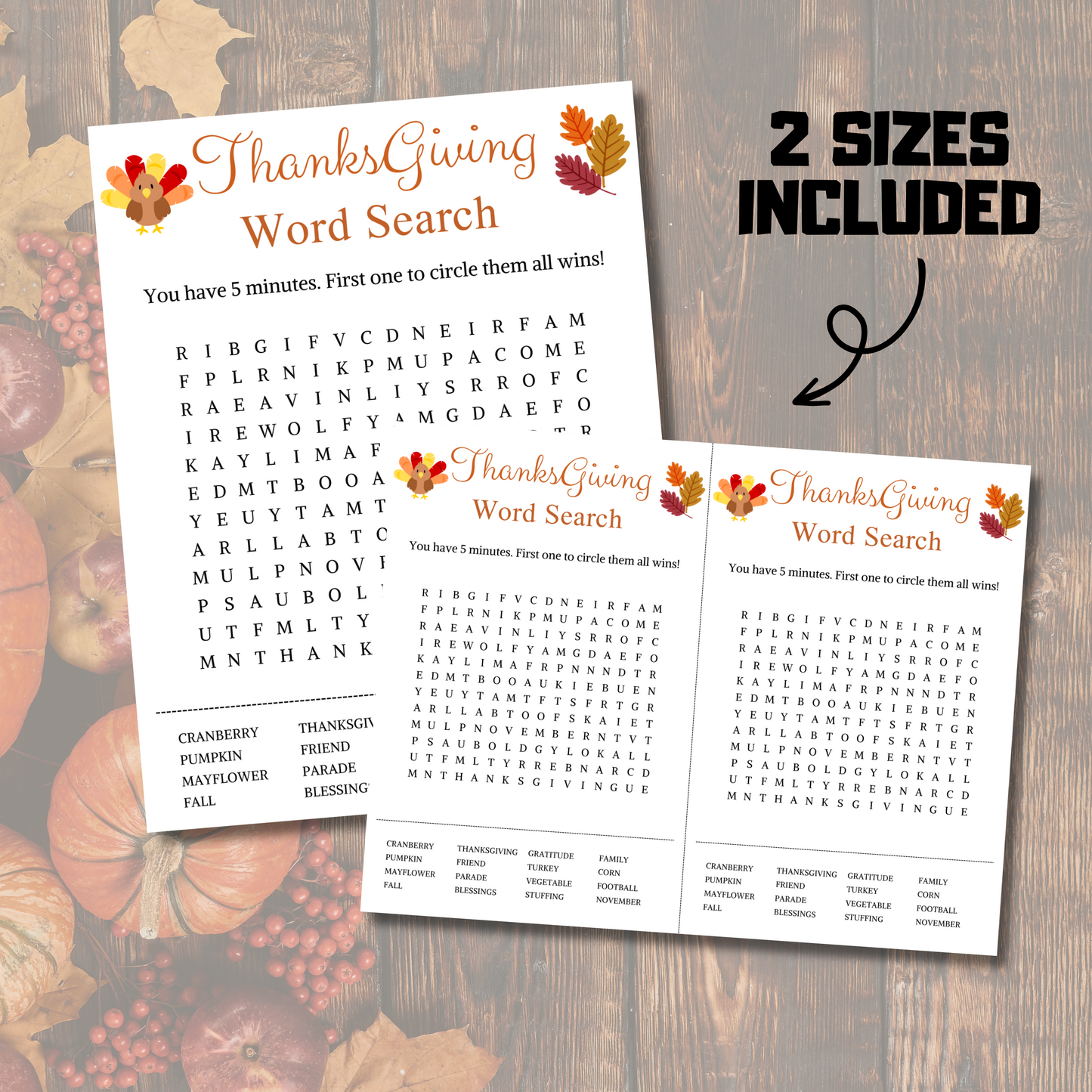 Thanksgiving Word Search Game | Minimalist Friendsgiving Word Find Game