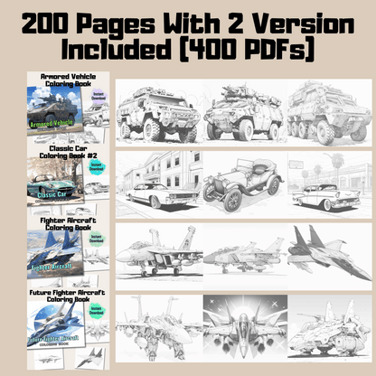 Transport Coloring Book Bundle, Vehicles Coloring Pages for All Ages