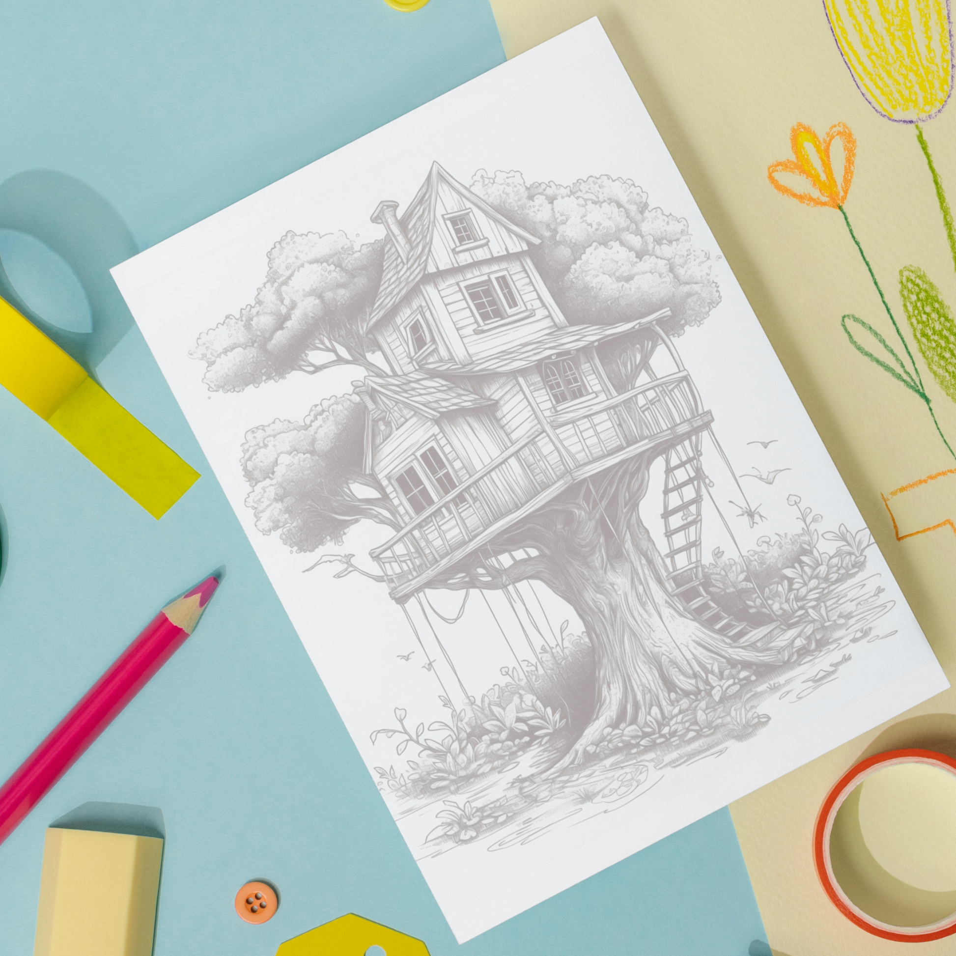 Treehouses Coloring Book 1: Treehouse Print Out Demo