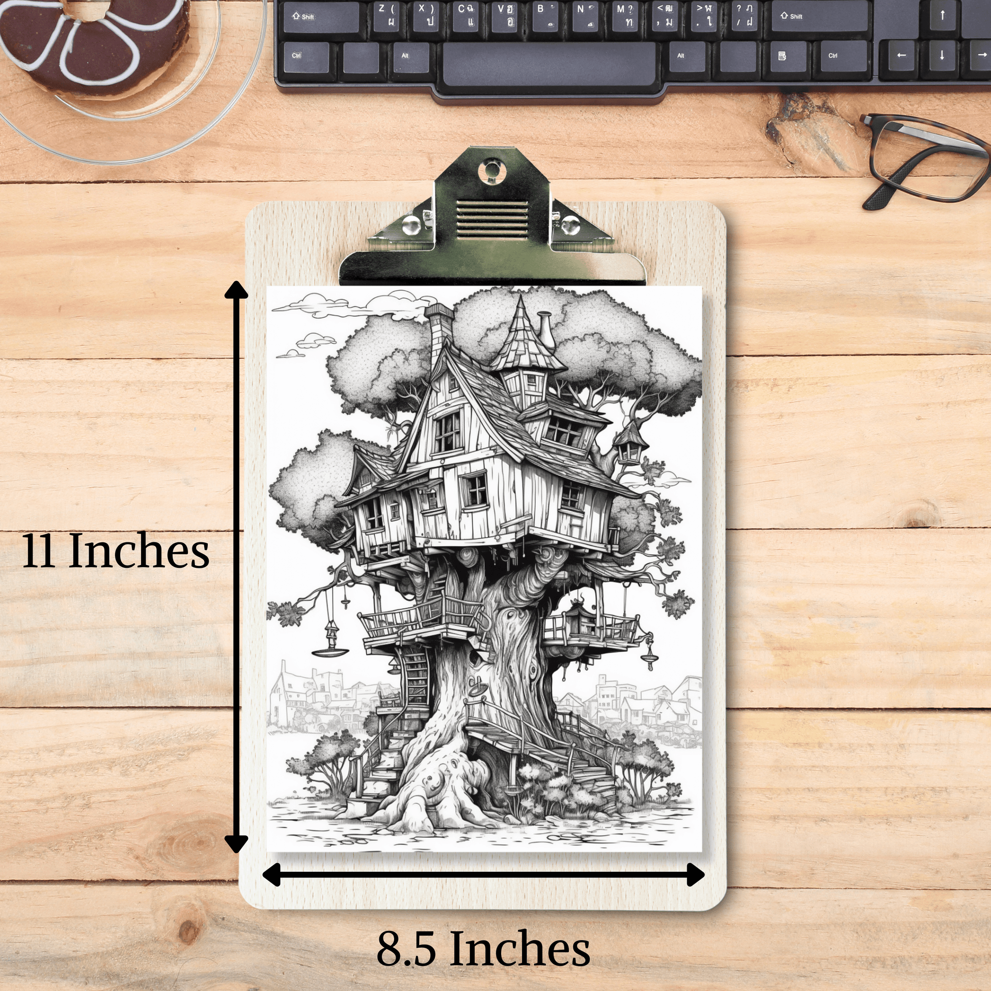 Treehouses Coloring Book 1: Treehouse Print Out Size Demo