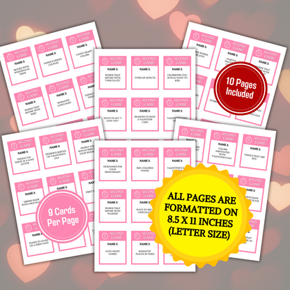 Valentine's 5 Second Game | Printable 5 Sec Valentines Day Game