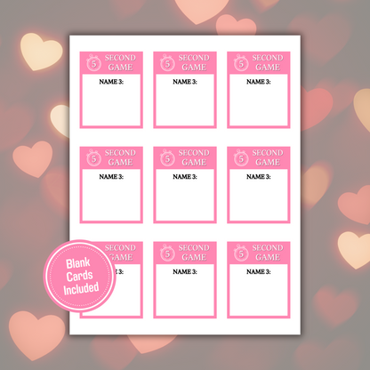 Valentine's 5 Second Game | Printable 5 Sec Valentines Day Game