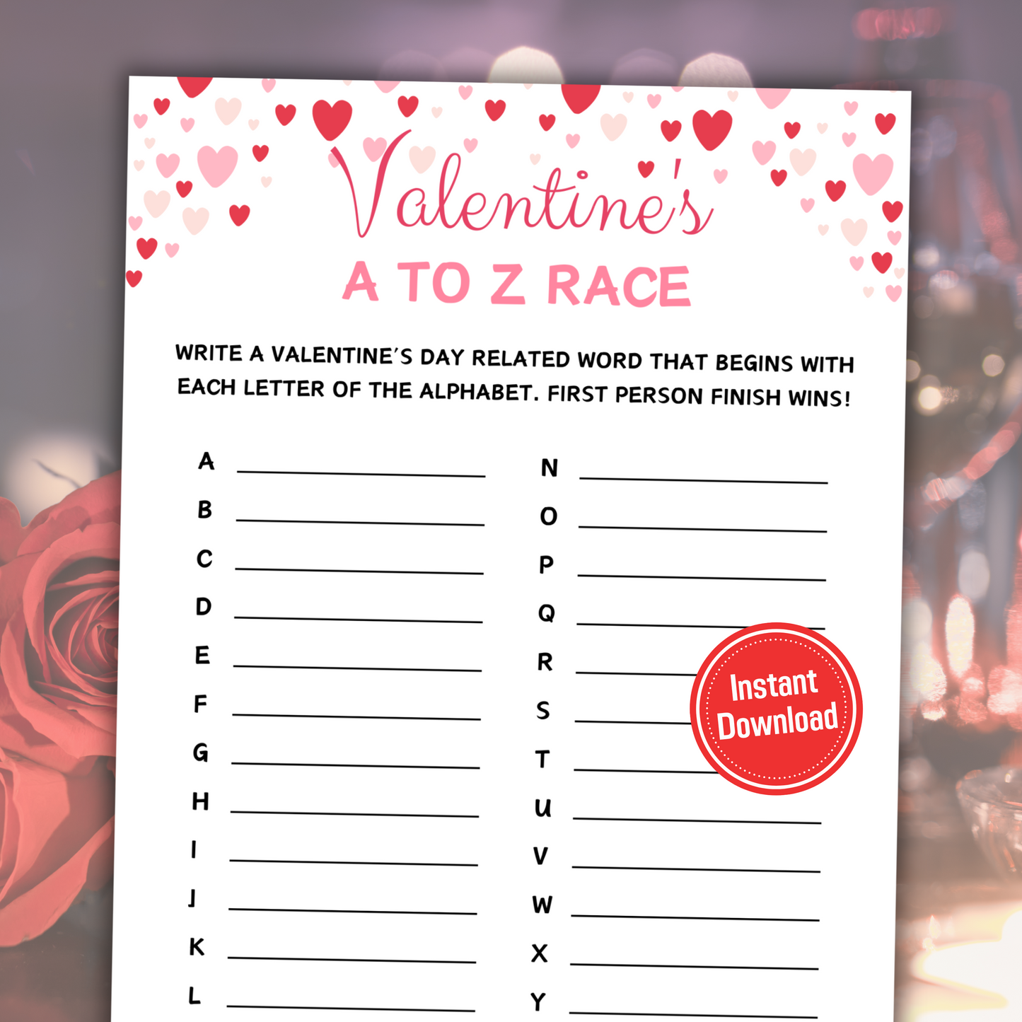 Valentine's Day A To Z Race Game | Valentines Day ABC Game