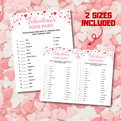 Valentine's Day Food Pairs Game | Valentines Day Perfect Food Pairs Match Game