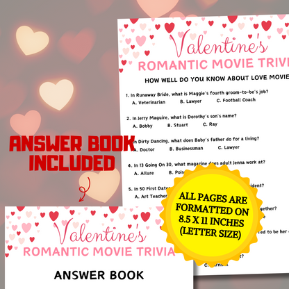 Valentine's Day Romantic Movie Trivia Game | Love Movie Trivia Game