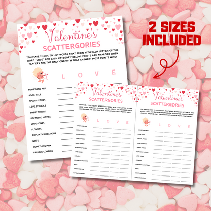Valentine's Day Scattergories Game | Valentines Day Love Think Fast Game