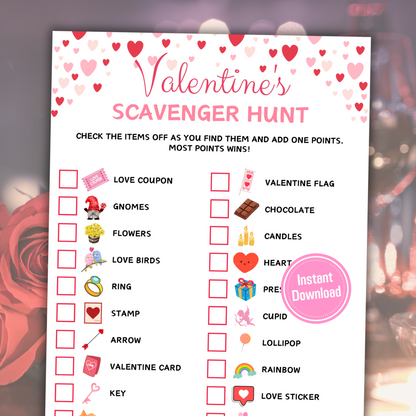 Valentine's Day Scavenger Hunt Game | Valentines Day Treasure Hunt Game