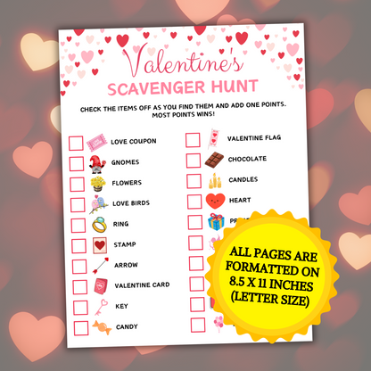 Valentine's Day Scavenger Hunt Game | Valentines Day Treasure Hunt Game