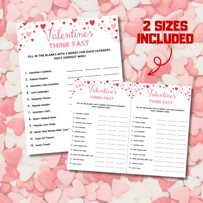 Valentine's Day Think Fast Game | Valentines Day Trivia Game