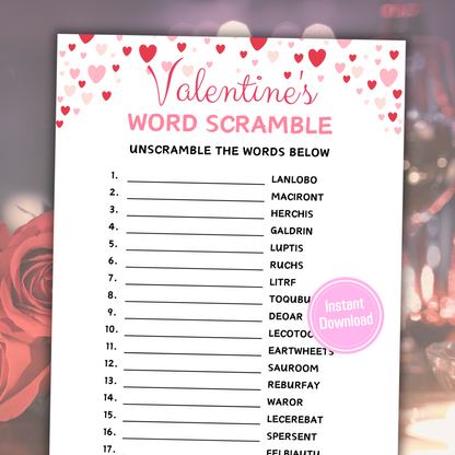 Valentine's Day Word Scramble Game | Valentines Day Love Word Game