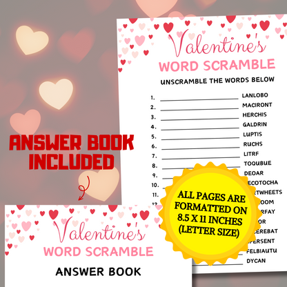 Valentine's Day Word Scramble Game | Valentines Day Love Word Game
