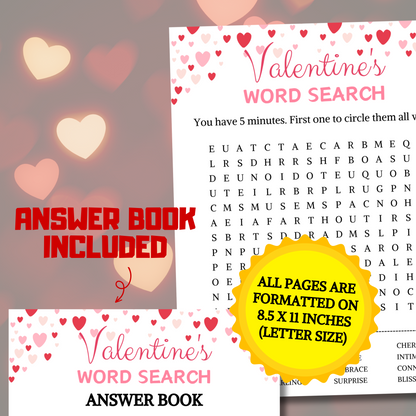 Valentine's Day Word Search Game | Minimalist Valentines Day Word Find Game