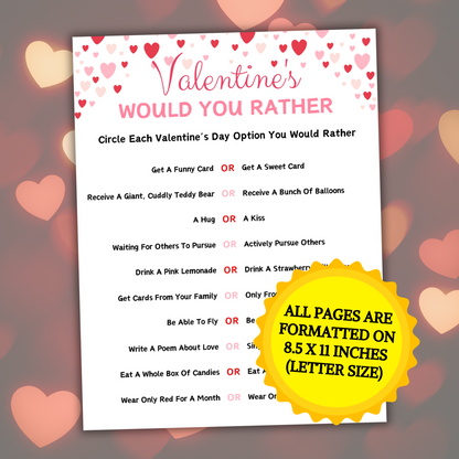 Valentine's Day Would You Rather Game | Valentines Day This or That Game