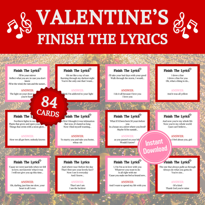 Valentine's Finish The Lyrics Game | Printable Love Song Trivia Game