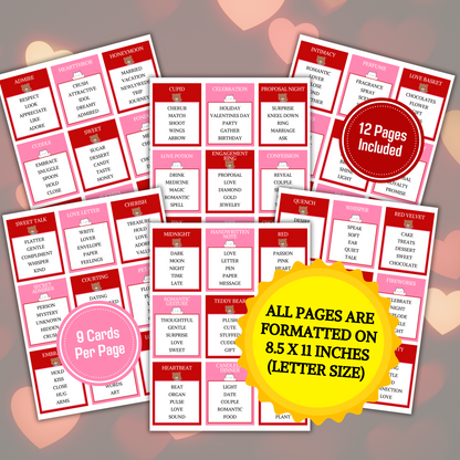 Valentine's Taboo Game | Printable Forbidden Words Family Valentine's Day Game
