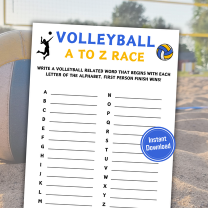 Volleyball A To Z Race Game | Printable Volleyball Team ABC Race Games