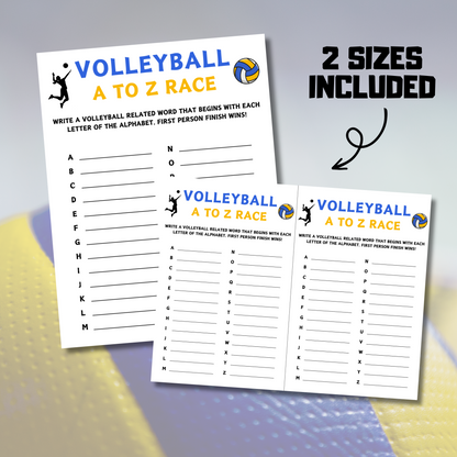 Volleyball A To Z Race Game | Printable Volleyball Team ABC Race Games
