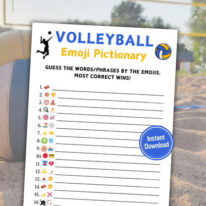Volleyball Emoji Pictionary Game | Printable Volleyball Emoji Game