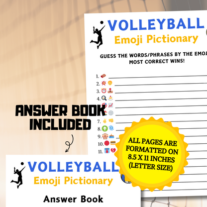 Volleyball Emoji Pictionary Game | Printable Volleyball Emoji Game