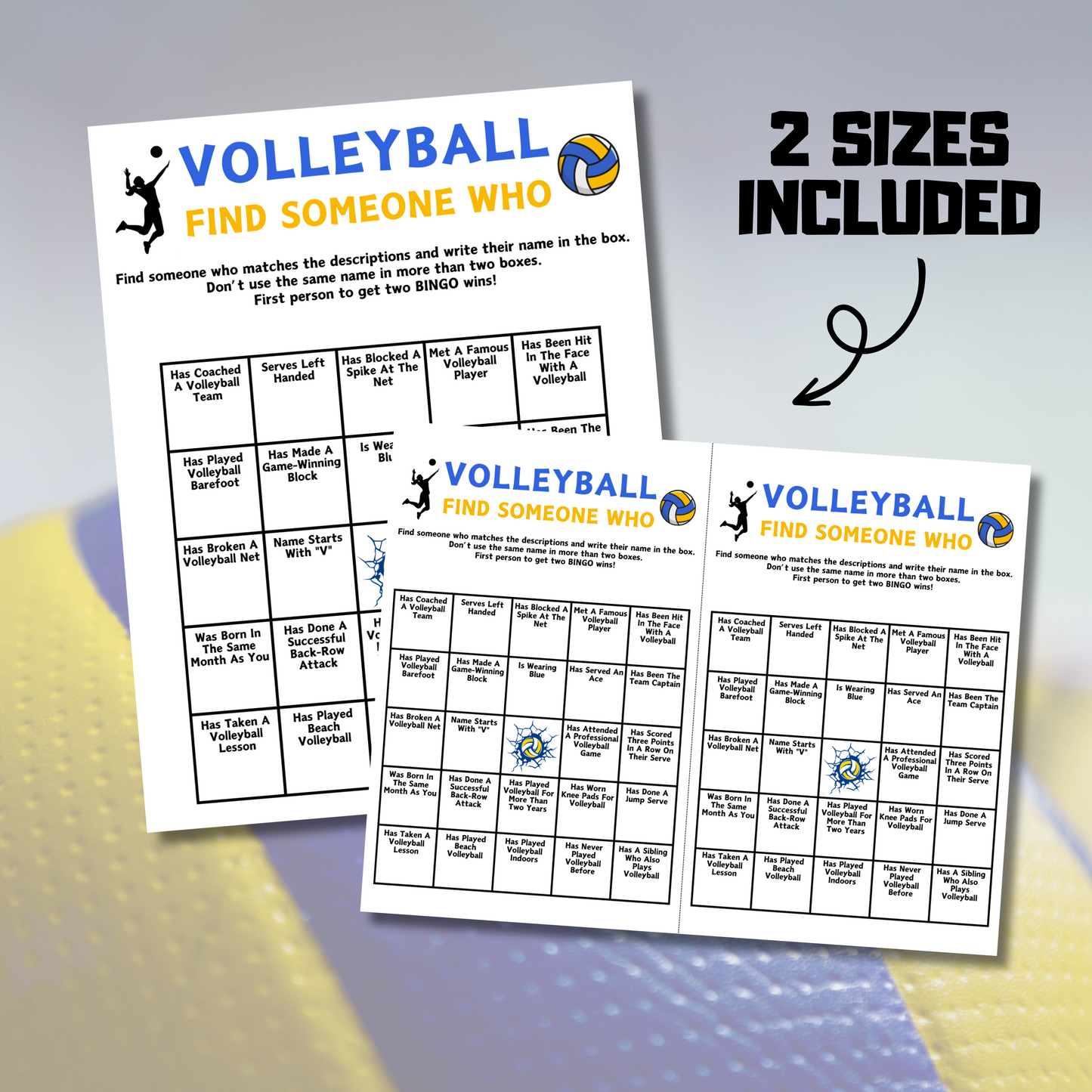 Volleyball Find Someone Who Game | Printable Volleyball Find The Guest Bingo