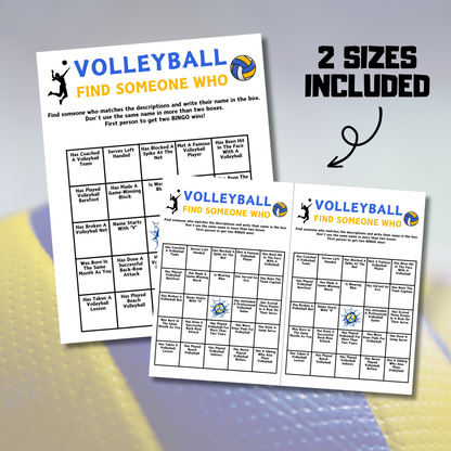 Volleyball Find Someone Who Game | Printable Volleyball Find The Guest Bingo