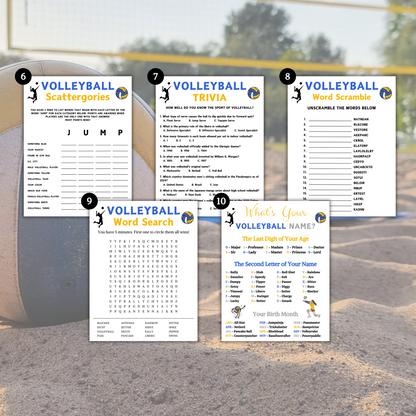 Volleyball Games Bundle | Printable Volleyball Team Party Game
