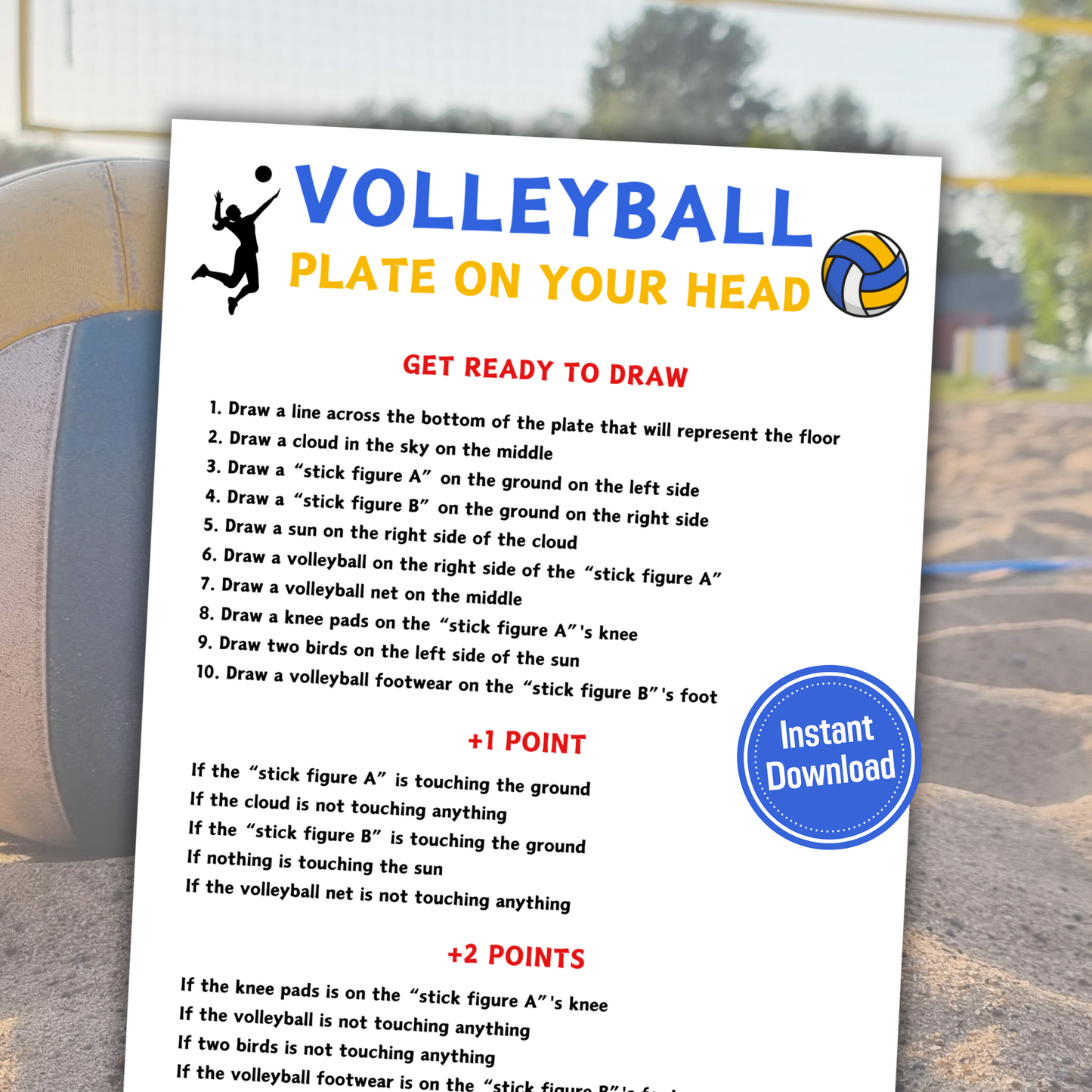 Volleyball Plate On Your Head Game | Hilarious Volleyball Drawing Game