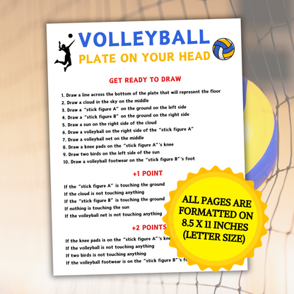 Volleyball Plate On Your Head Game | Hilarious Volleyball Drawing Game