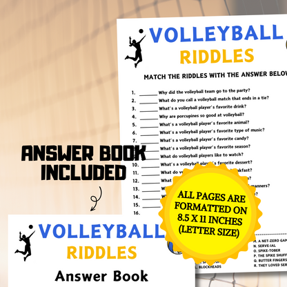 Volleyball Riddles Game | Printable Volleyball Riddle Me This Games